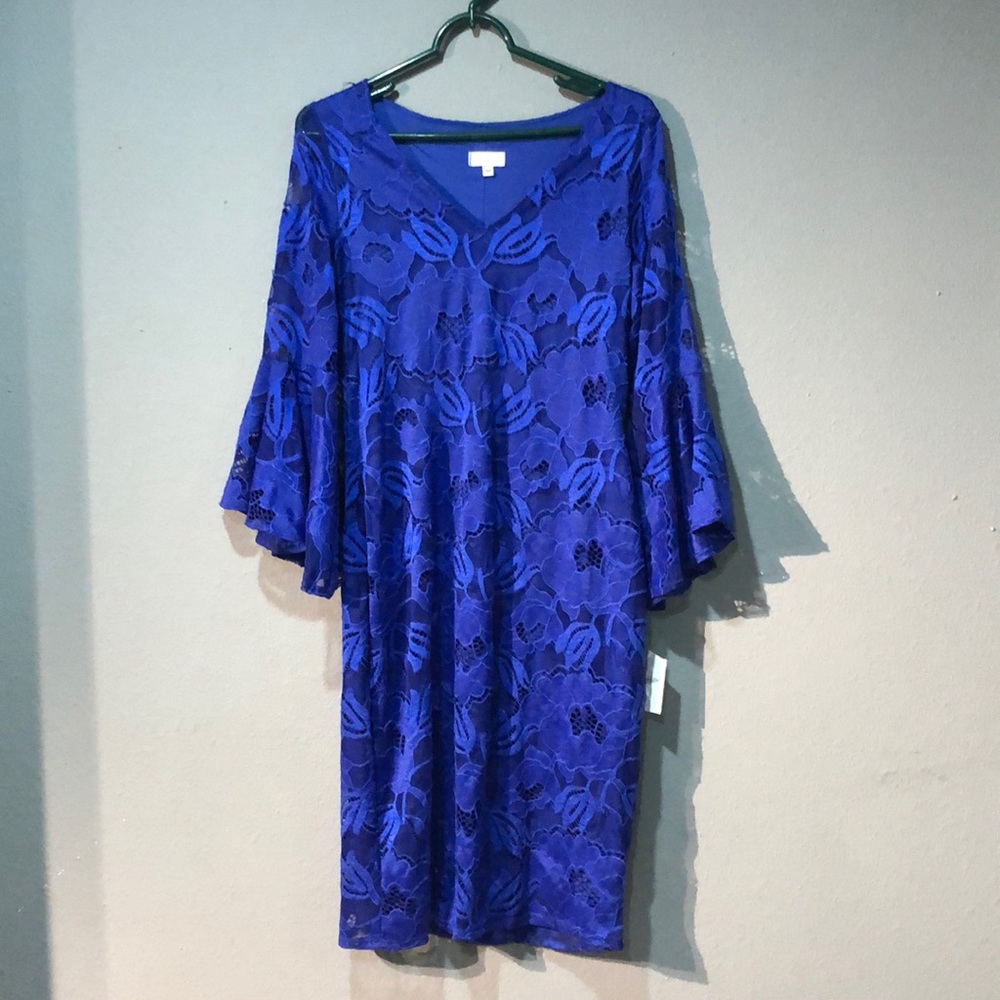 Olivia Matthews blue lace dress